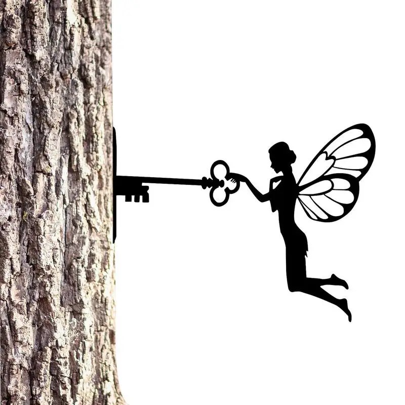 

New Creative Fairy Tree Plug Inserting Ornament Metal Art Decoration Waterproof Iron Art Outdoor Garden Decor