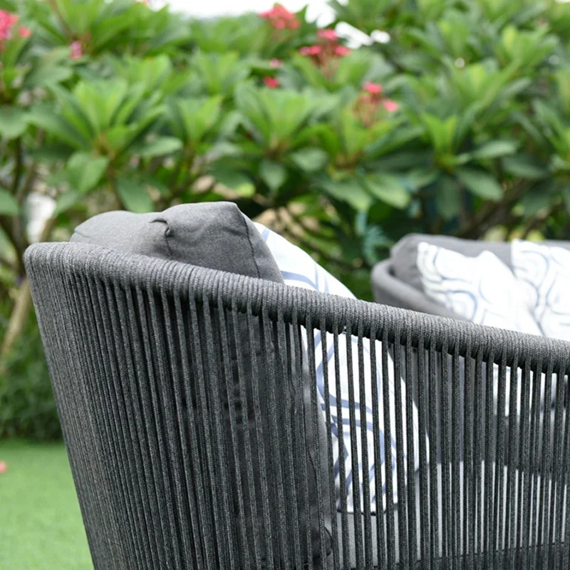 Открытый садовый веревочный тканый диван пластиковый полиэтиленовый плетеный