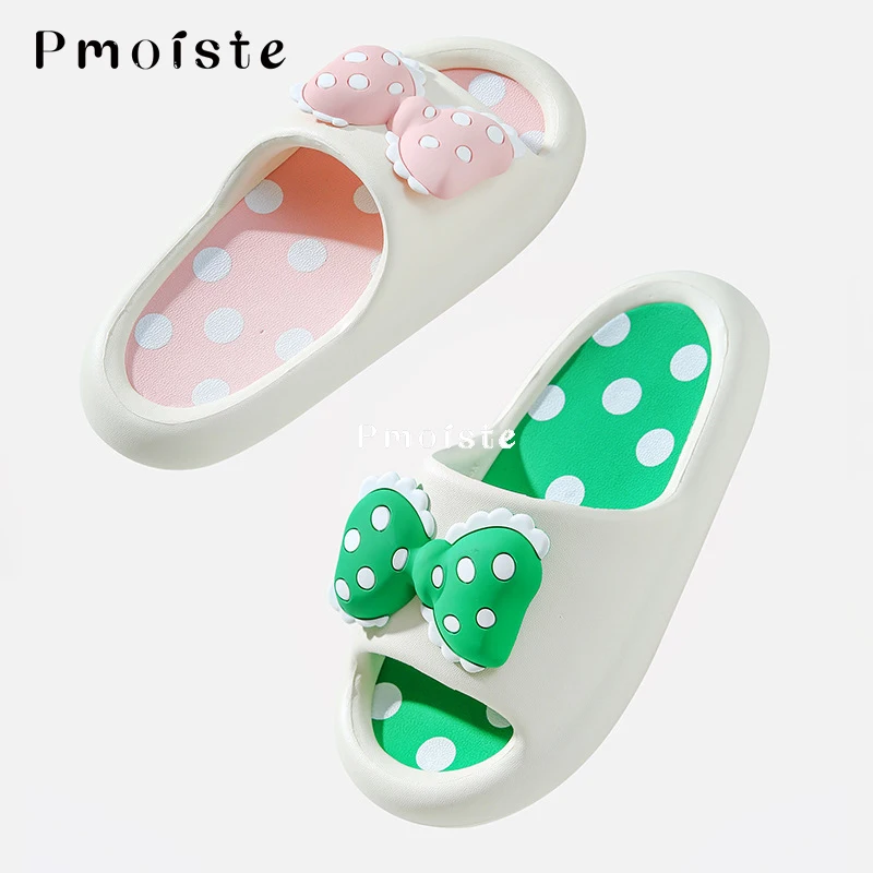 Bowknot Women's Home Slippers Falt Cute Summer Shoes for Woman Soft Bathroom Non-slip Designer Slides Comfortable House Slipper