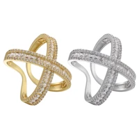 x shape rings for women pave zircon finger decorations creative open accessories gold color silver jewelry gift for girl couple