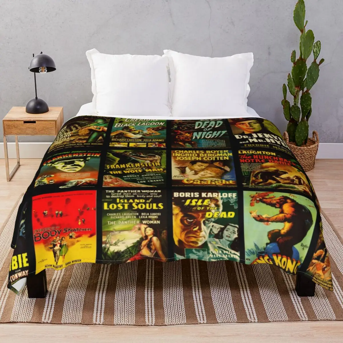 Horror Monster Movie Blankets Flannel Decoration Multi-function Throw Blanket for Bedding Home Couch Camp Office