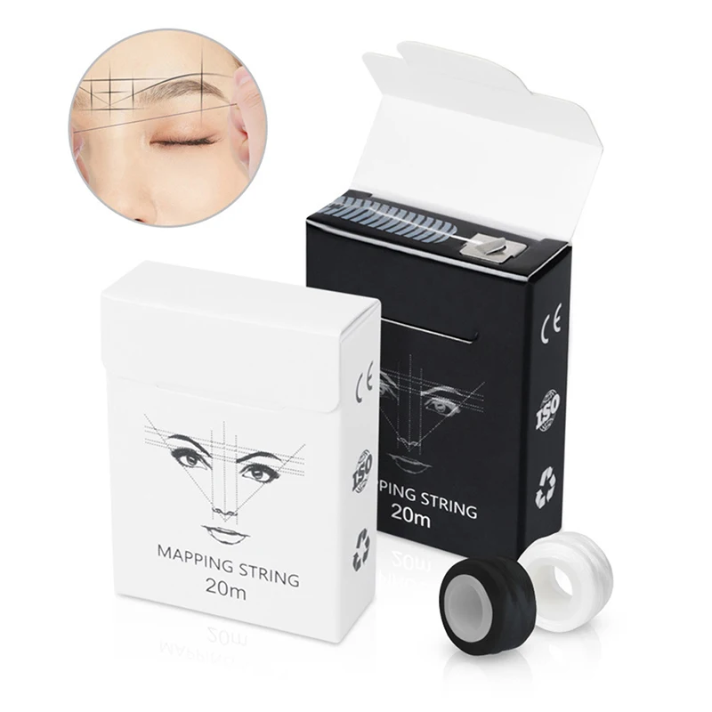 

20m White/Black Microblading Mapping String Pre-Inked Brow Mapping Thread String Pigment String Tattoo Eyebrow Permanent
