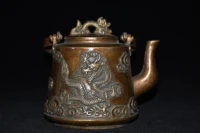 7 chinese folk collection old bronze mud gold dragon statue lifting beam pot kettle teapot flagon gather fortune ornament