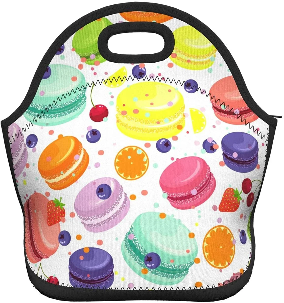 

Cartoon Macaroons Neoprene Lunch Bag Boxs,Durable Thermal Tote Bag Organizer Cooler Bento Bags Lunchbox Handbag