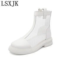 lsxjk martin boots womens mesh 2022 summer new breathable thin short boots british thick soled shoes genuine leather