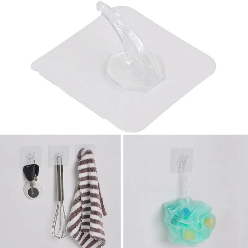 

Strong Transparent Wall Hooks Self Adhesive Door Wall Hangers Hooks Suction Heavy Load Rack For Kitchen Bathroom Accessories