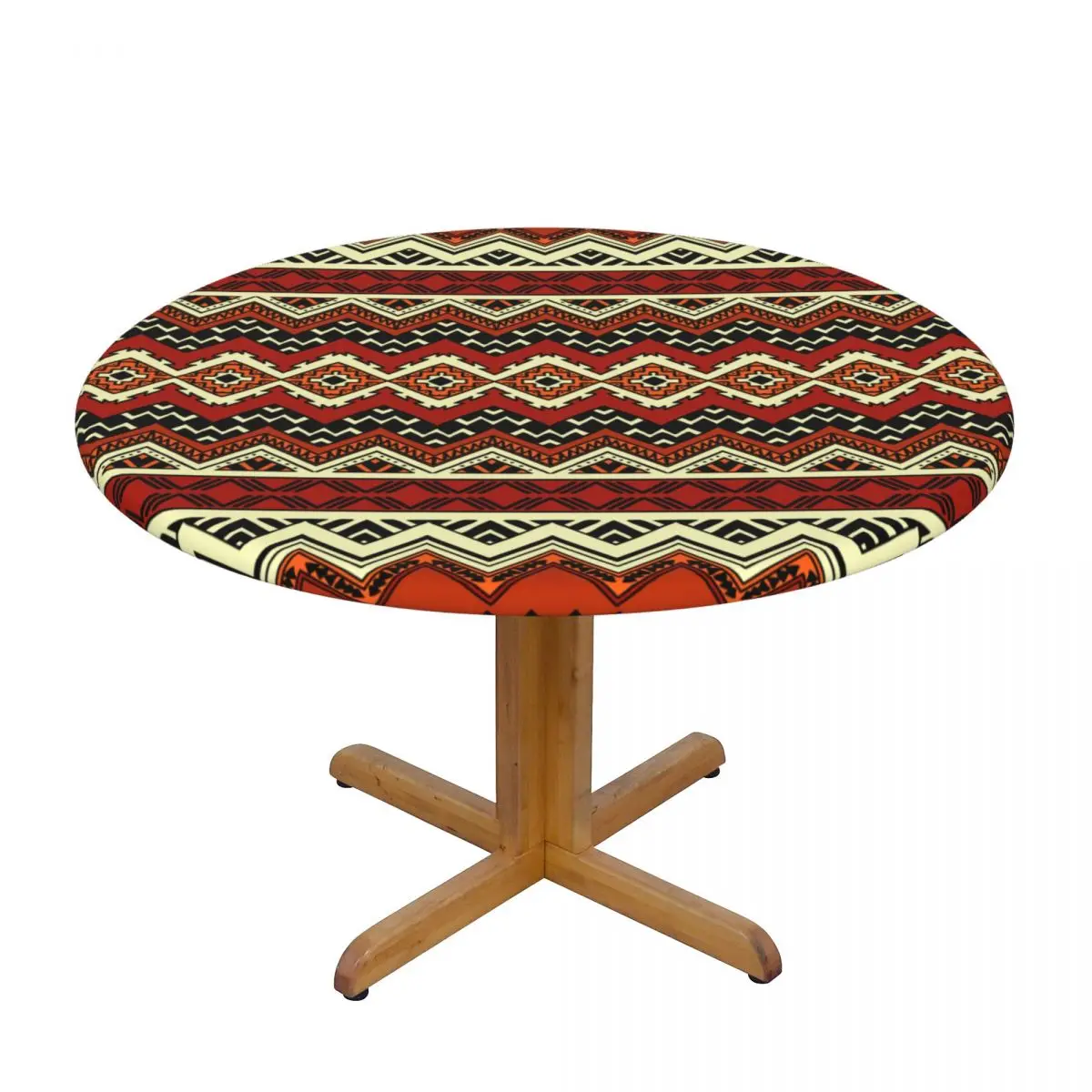 

Waterproof Tablecloth Round Elastic Table Cloth Africa Ethnic Abstract Geometric Ornate Tribal Table Cover Coffee Table Pad