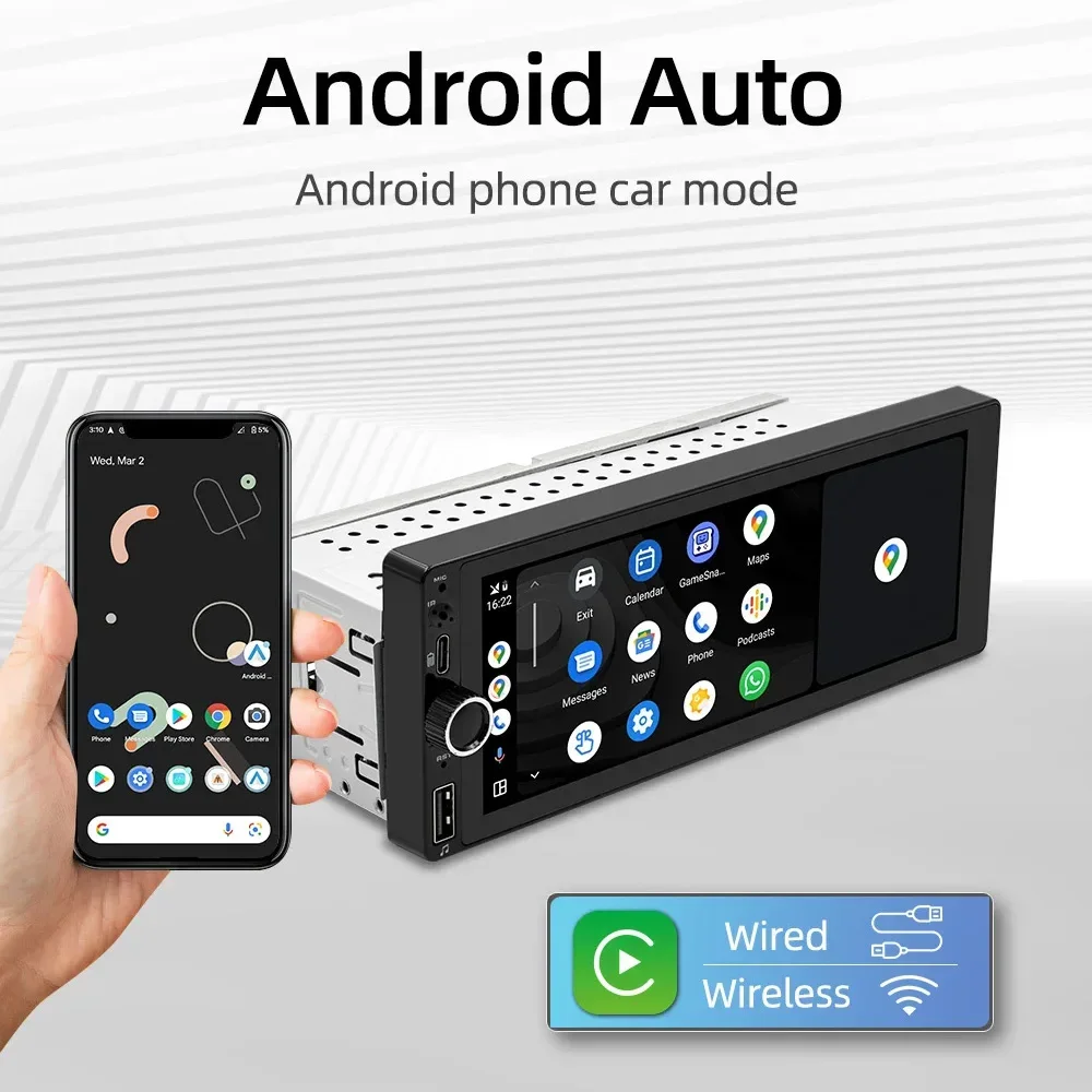 Фото X-REAKO 1 Din автомобильное радио, беспроводное CarPlay Android Auto MP5 6,86 дюймов, HD сенсорный экран, аудио, Bluetooth, USB, Тип C, зеркальное соединение №2