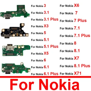 USB-разъем для зарядного устройства для Nokia 3,1 5,1 6,1 7 7,1 8,1 Plus 3 5 6 8 8,1 X3 X5 X6 X7 X71 2017, зарядная USB-плата, модуль для ремонта