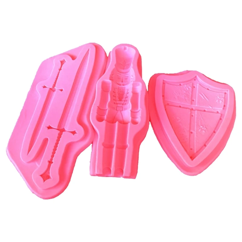 Soldier Shield Sword Resin Mold 3D Fondant Silicone Mould Baking DIY Supplies