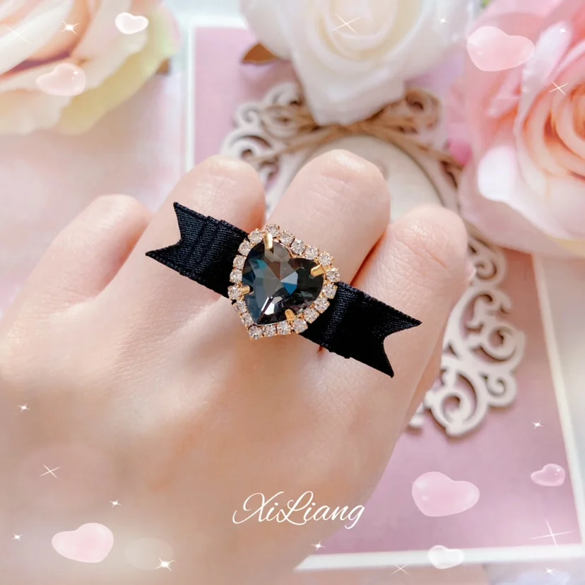Accessories for Women Exquisite Cute Japanese Style Girl Lolita Ring Mine Series Mass-Produced Love Diamond Small Bowknot Ring
