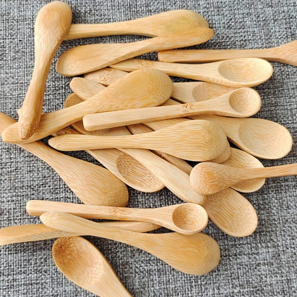 

5Pcs Natural Bamboo Wooden Dessert Ice Cream Yogurt Honey Mini Spoon Wedding Party Kitchen Accessories Different Sizes Available