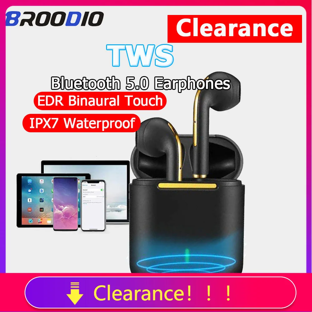 

Clearance] Wireless Bluetooth 5.0 Earphones Stereo Sound Music Earbuds Earphone IPX7 Waterproof For Android IOS Phones Headphone