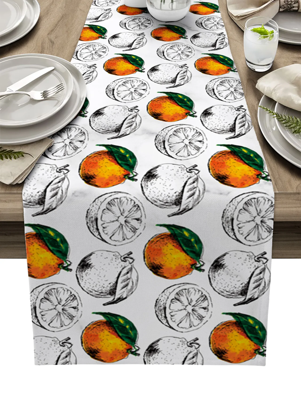 

Orange Fruit Lines Dense Table Runner Decoration Home Decor Dinner Table Decoration Table Decor