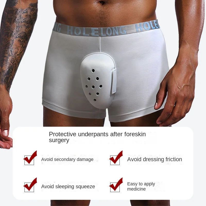 Underwear for Boys after Circumcision Pure Cotton Protective Cover Adult Children Special Care Cover for Phimosis Boxer Homme