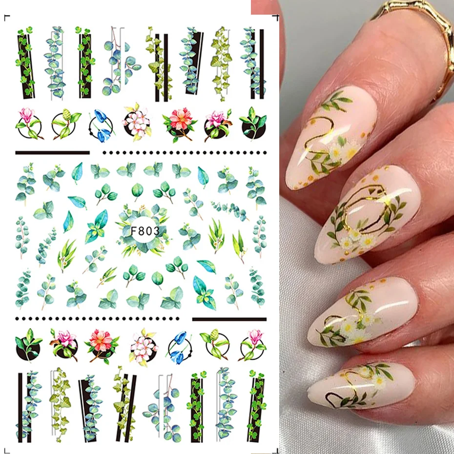 

Summer Adhesive Flower Nail Stickers Maple Leaf Fragrance Nail Decals DlY Nail Art Decorations Nails Accessories Press On Nails