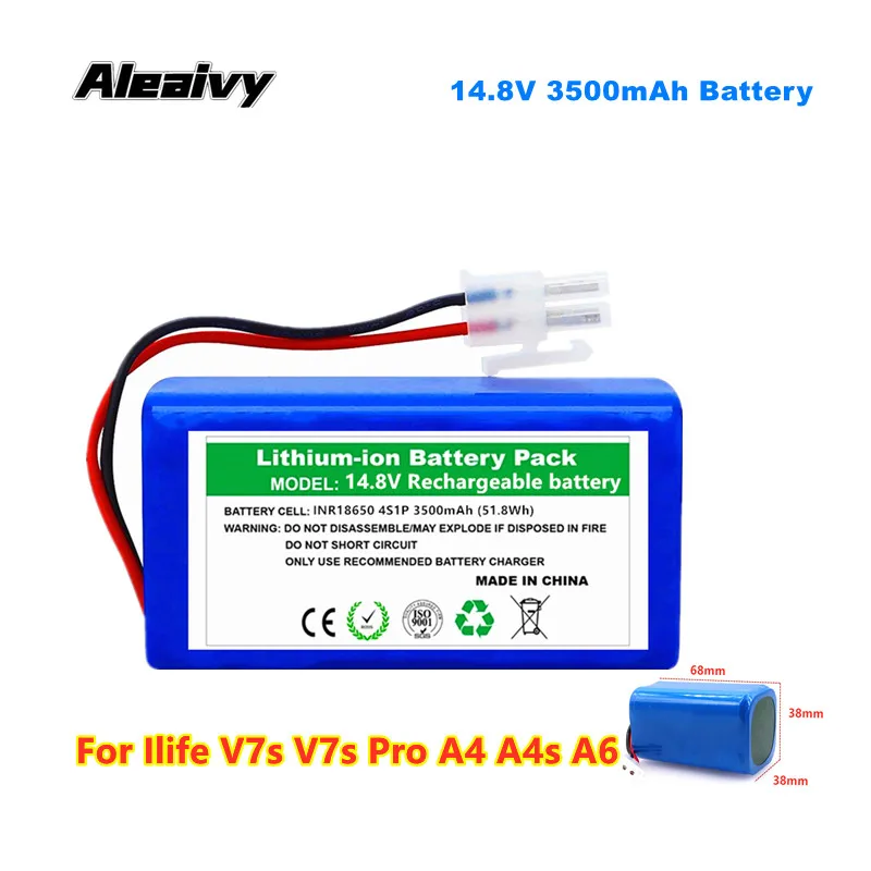

14.8V 3500mAh Rechargeable Battery for Ilife V7s V7s Pro A4 A4s A6 Robotic for ILIFE Ecovacs Cleaner Parts V7s Plus CEN540 CR130