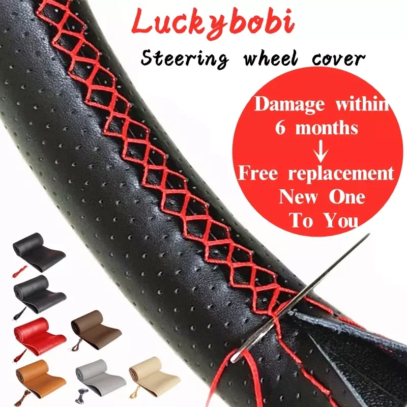 

38cm Braid On Steering Wheel Car Steering Wheel Cover With Needles and Thread Artificial leather Diameter Auto Car Accessories