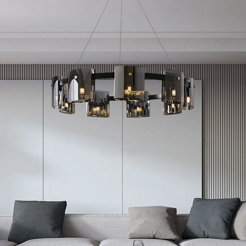 

Pendant Lamp Led Art Chandelier Light Modern New Luxury Amber Soot Glass Dining Room Living Bedroom Fixture