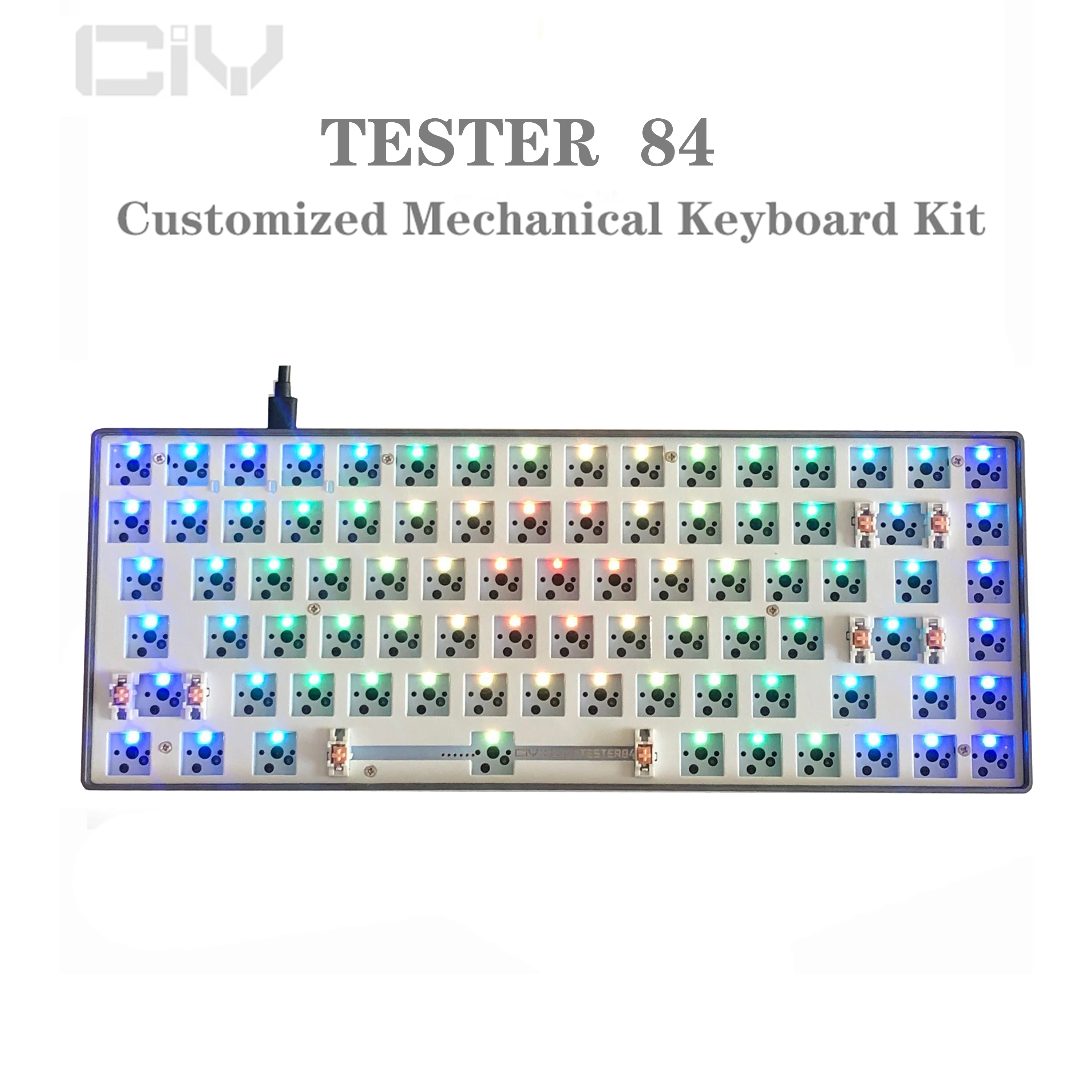ZUOYA-Kit de teclado mecánico TES84 Hotswap, con cable tipo c, 3/5 Pines, RGB, retroiluminado, Marco medio de Metal, personalizado