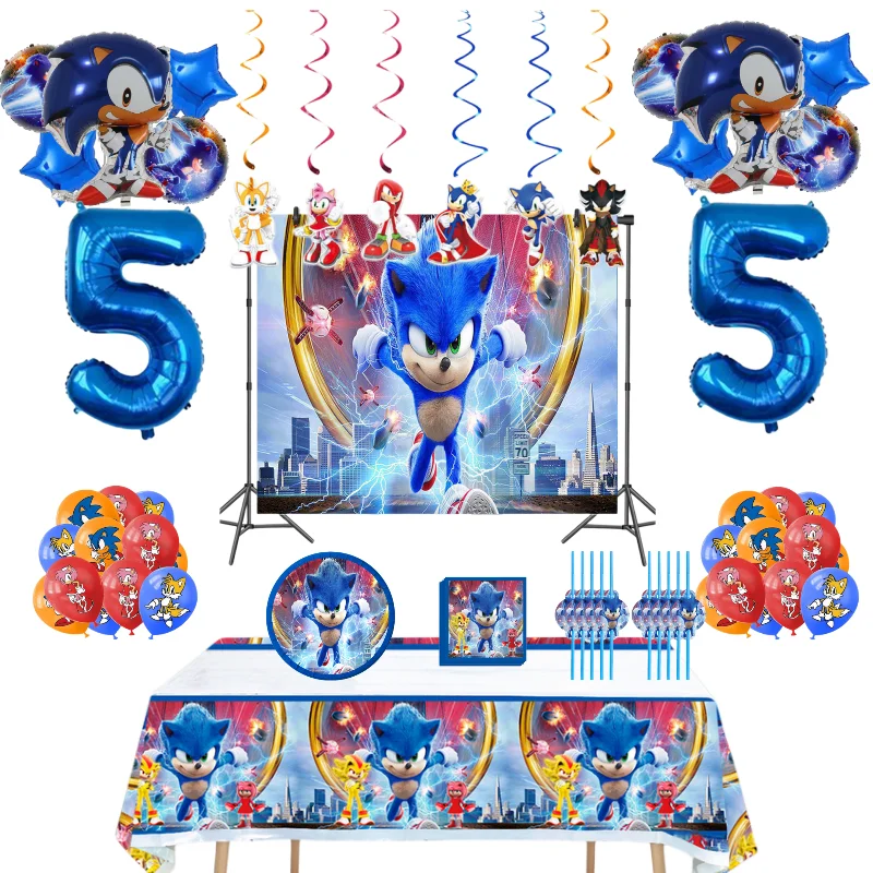 

Baby Shower Sonic Cartoon Birthday Decoration Baby Shower Balloons Set Paper Plate Girl Boys Party Supplies Disposable Tableware