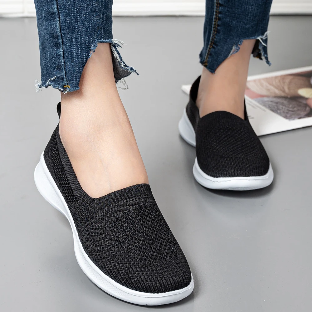 

Women Knitting Sock Shoes Fashion Summer Slip On Breathable Sneakers Casual Lightweight Comfortable Flat Sports Shoes for Woman