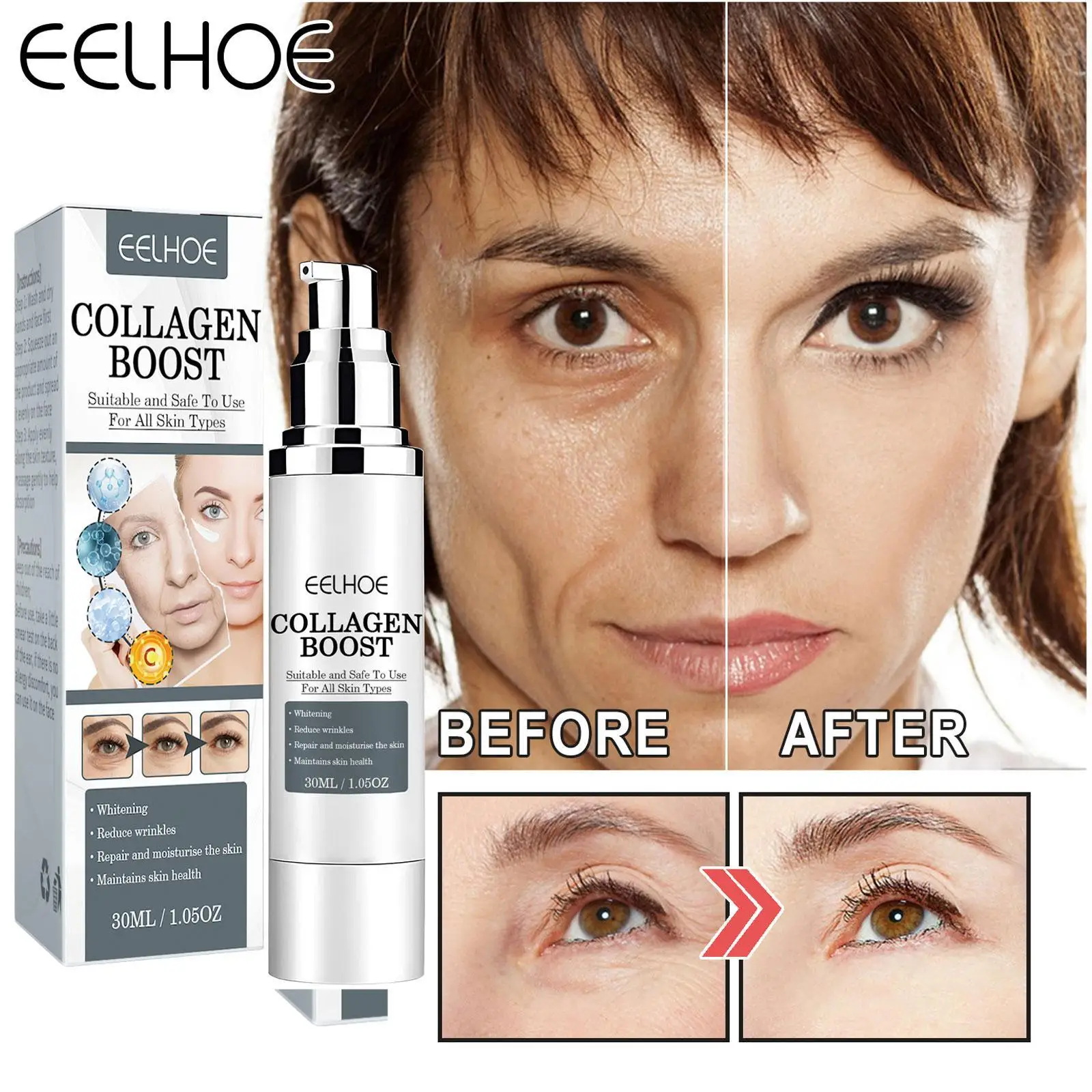 

30ml Collagen Boost Face Serum Anti-aging Reduce Wrinkles Fine Lines Brighten Skin Firming Whitening Moisturizing Facial Essence