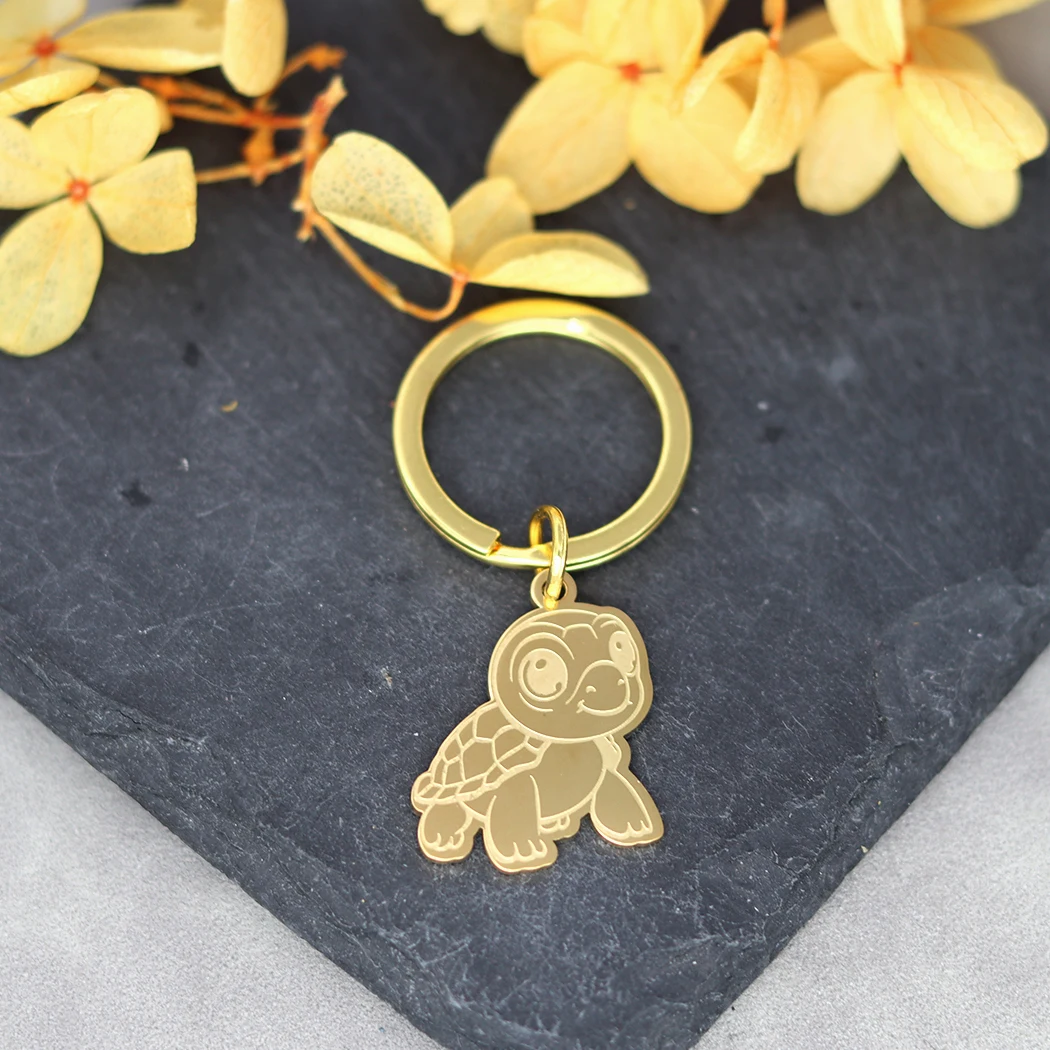 Маленькая подвеска в виде черепахи брелок для ключей подарок из нержавеющей