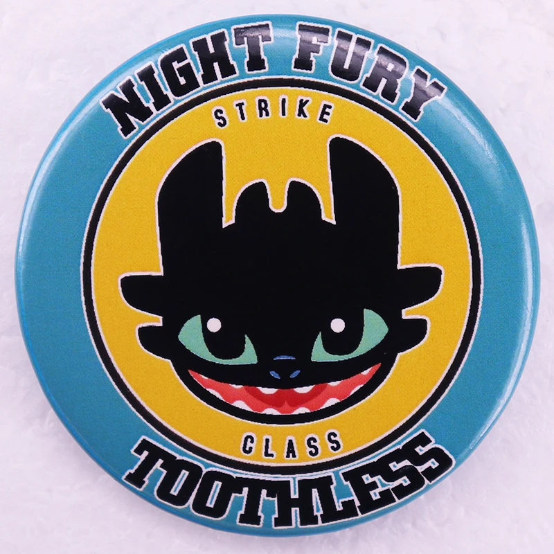 Ночная фурия Дракон Беззубик пинбэк Кнопка булавка Забавный мем Жесть значок