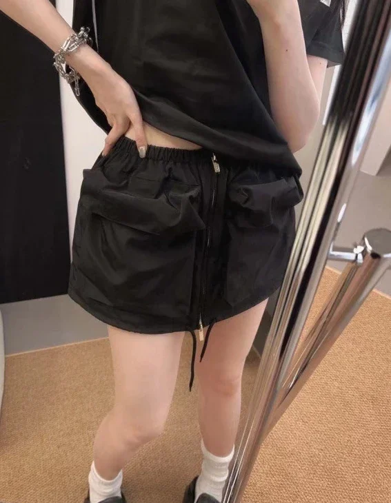 

Fashion Classic Trendy Luxury Designer Summer New Big Pocket Zipper Print Letter Cargo Style Mini Skirt Female M5