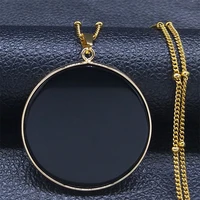 2022 obsidian natural stone disc shape pendant necklace women gold color reiki healing engry necklaces jewelry na159s04