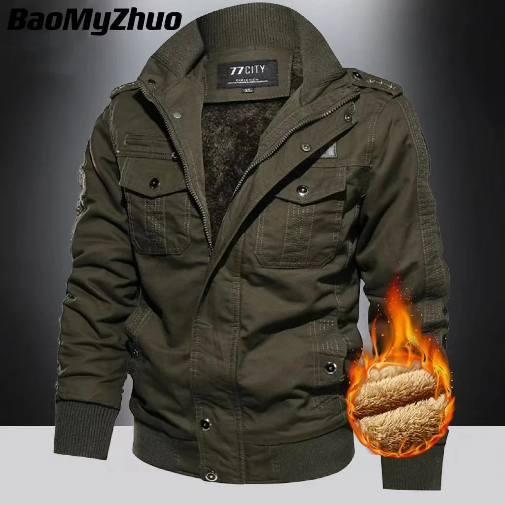 

2023 Winter Coats Thicker Down Jackets Men Balck Casual Jackets High Quality Male Multi-Pocket Cargo Jacket Coats Plus Size
