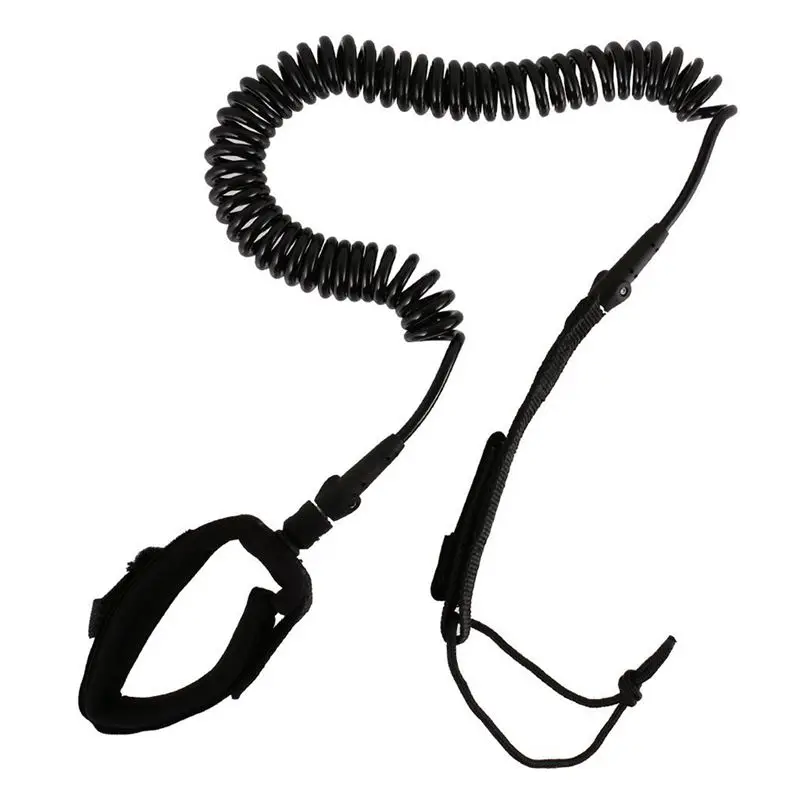 

Surfboard Leash Surfing Stand Up Paddle Board Leash Coiled Cord SUP For All Types Of Surfboards - Black