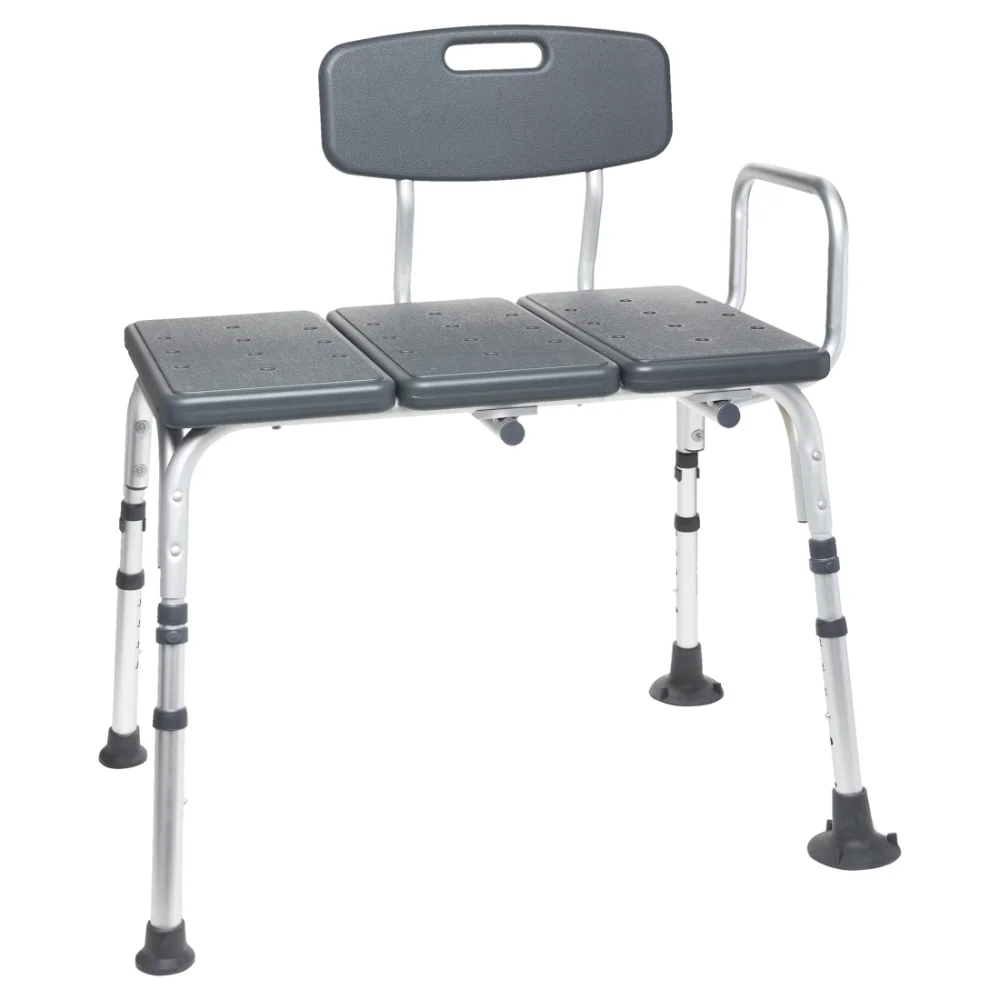 

Equate Durable Transfer Bench with Back Rest, Shower Bench, Black Shower Seat