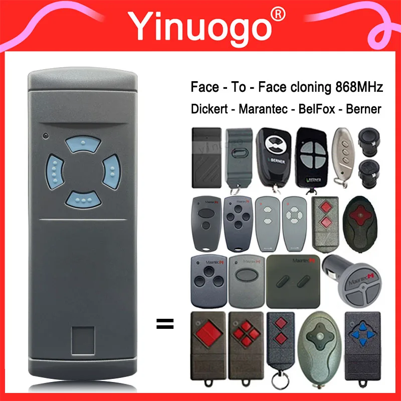 

Клонирование лицом к лицу 868 МГц Berner BHS140 BHS121 BHS110 BHS211 BHS221 Marantec Dickert BelFox Пульт дистанционного управления гаражными воротами / дверьми