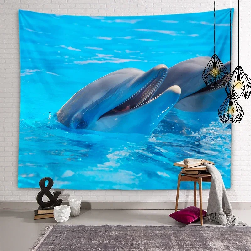 Милый гобелен с дельфином подводный мир морская жизнь фон настенное