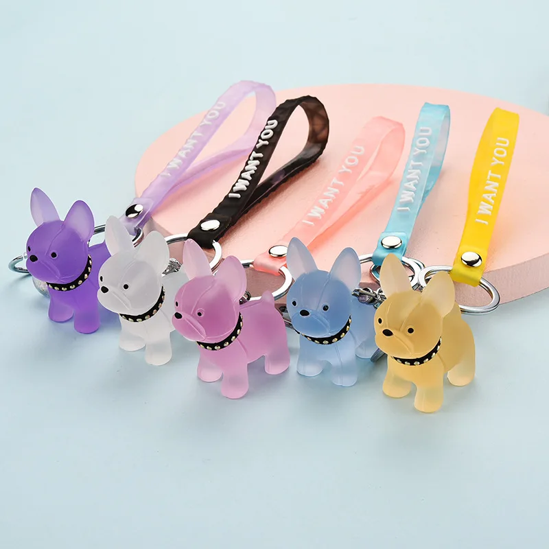 

Cute Solid Color Frosted Dog Keychain for Women Men Acrylic Bag Pendant Bead Small Key Ring Gift Jewelry Accessories Llaveros