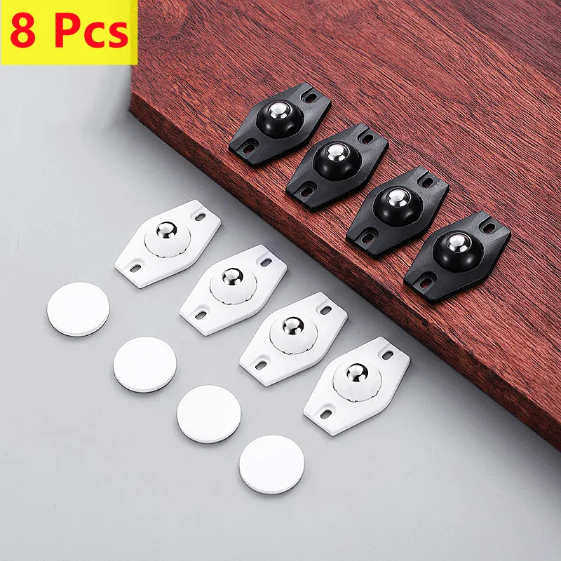 

8pcs Wheels for Furniture Stainless Steel Roller Storage Box Caster Ball Self Adhesive Home Strong Load-bearing Universal Wheel