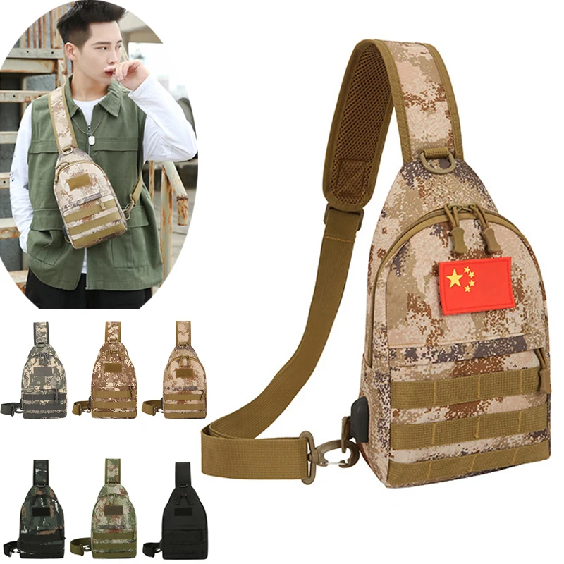 

Men's Outdoor Tactical Sports Hiking Shoulder Bag USB Chest Bags Travel Climbing Camping Crossbody Pack For Male Female Women