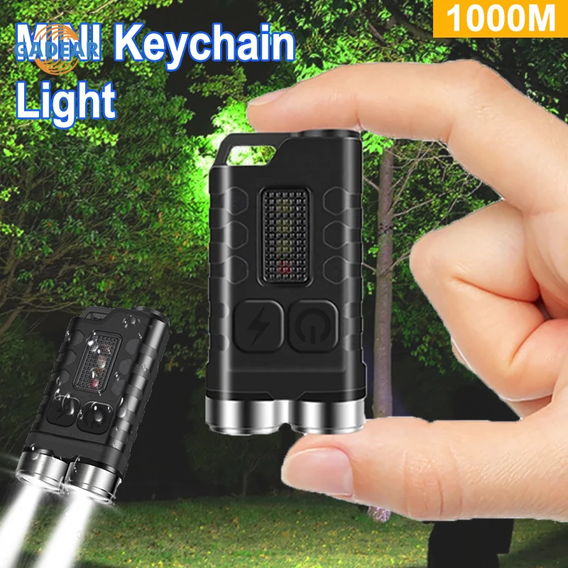 

Mini LED Keychain Light Rechargeable Dual Core XPG Flashlight V3 Portable Torch Magnet Outdoor Pocket Lantern Waterproof Camping