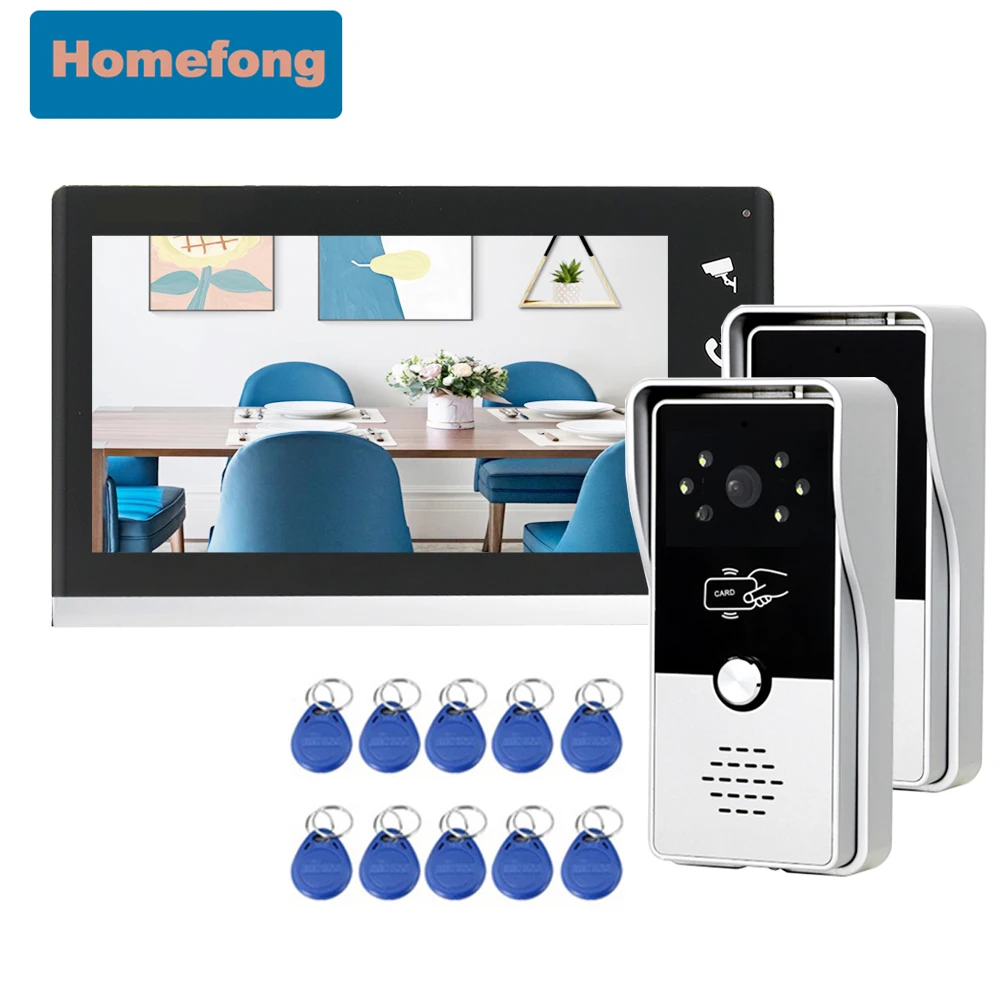 

Homefong 7 Inch Video Intercom Access Control System Door Phone with Doorbell Camera RFID Unlock Multiple Home Security