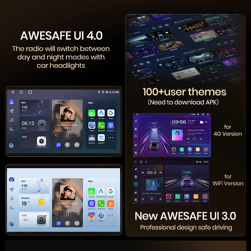 AWESAFE беспроводной CarPlay Android авто радио для FIAT 500 Abarth 2007 2008 2009 2010 2011 2012 2013 2014 2015