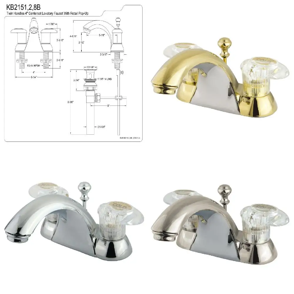 

Experience Exceptional Vintage Style 4in Centreset Polished Brass Bathroom Faucet-Elegant & Refined.