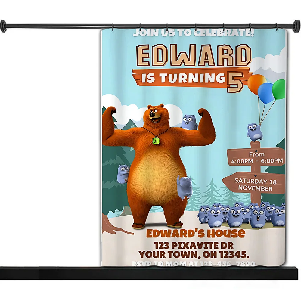 Водонепроницаемая шторка для душа яркие занавески ванной комнаты Grizzy and The lemings