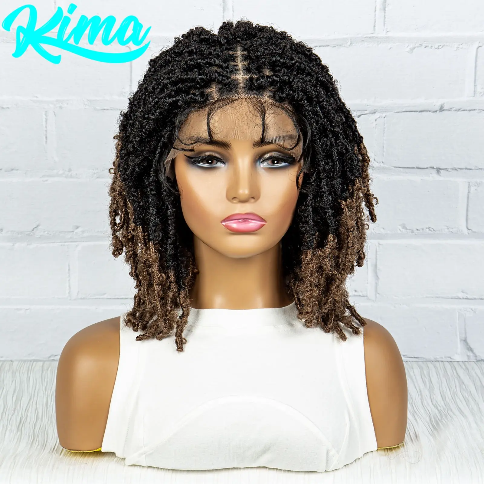 14-дюймовый Плетеный Синтетический Парик Кружево Спереди Без Спутывания Короткие