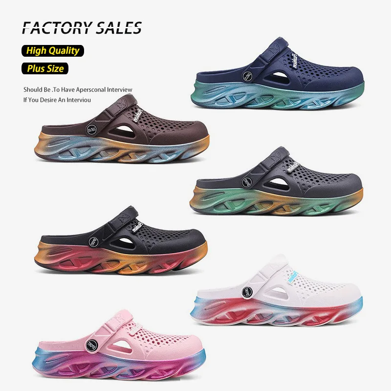 

Мюли мужские/женские, Нескользящие сандалии с отверстиями, садовая обувь для дома, пляжа, плоская подошва, тапочки, лето 2022