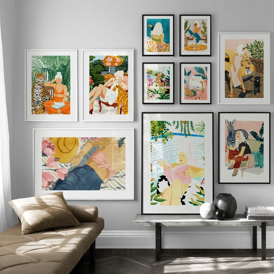 

Fashion Girl Read Zebra Tiger Leopard Wall Art Canvas Painting Nordic Posters And Print Wall Pictures For Living Room Home Decor