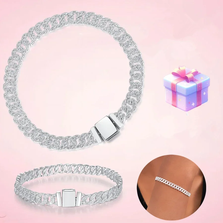 2024 новая кубинская цепочка блестящая плотно инкрустированная CZ вечная браслет