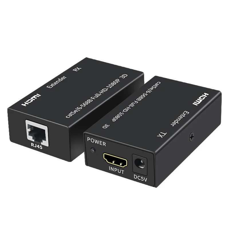 Extensor HDMI 1080P sobre Cat5e Cat6 Ethernet IP TCP hasta 60M HDMI a Lan convertidor 3D HDMI transmisor receptor TX RX 60M Kit