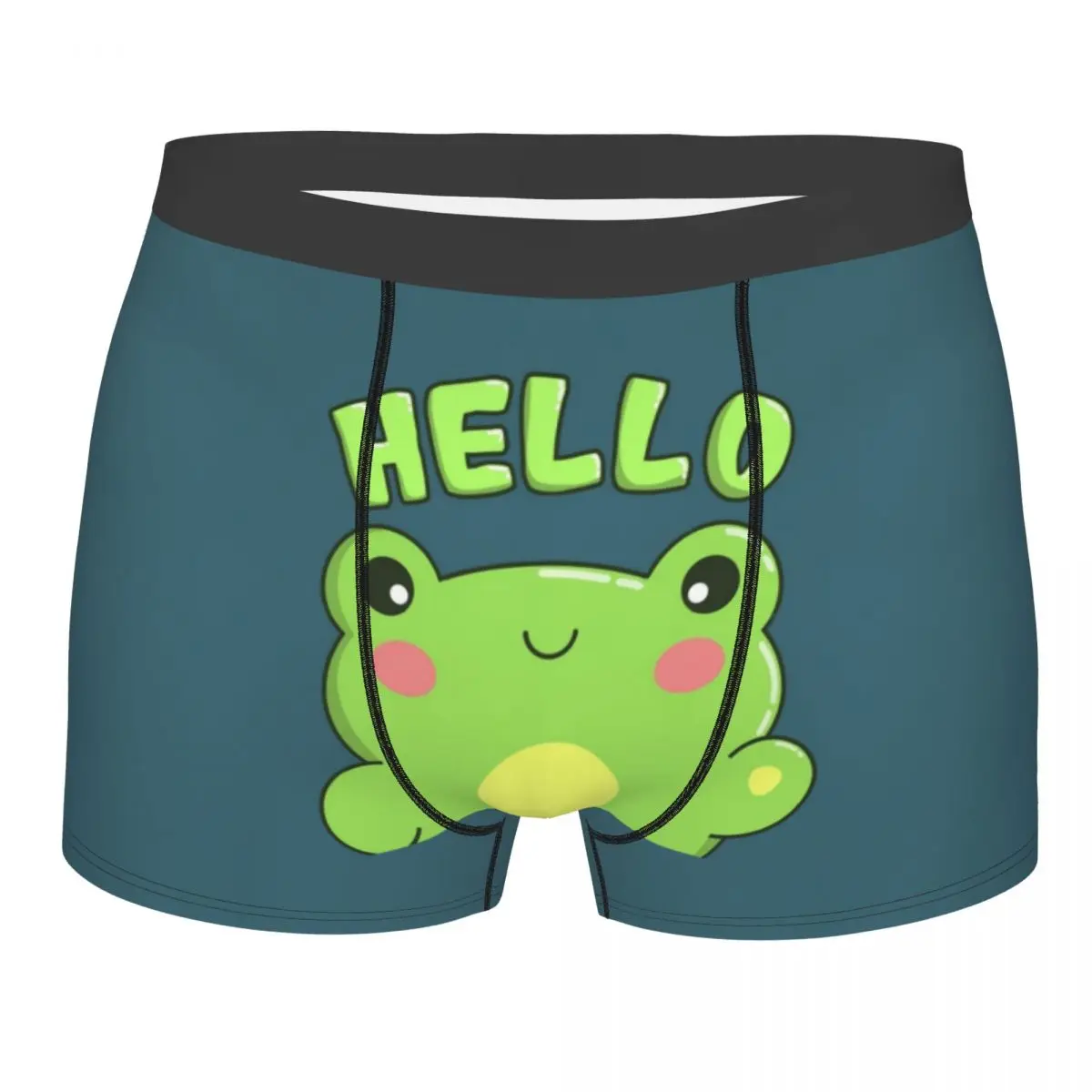 

Men's Kawaii Cute Frog Saying Hello Underwear Nature Explorer Humor Boxer Shorts Panties Homme Mid Waist Underpants S-XXL
